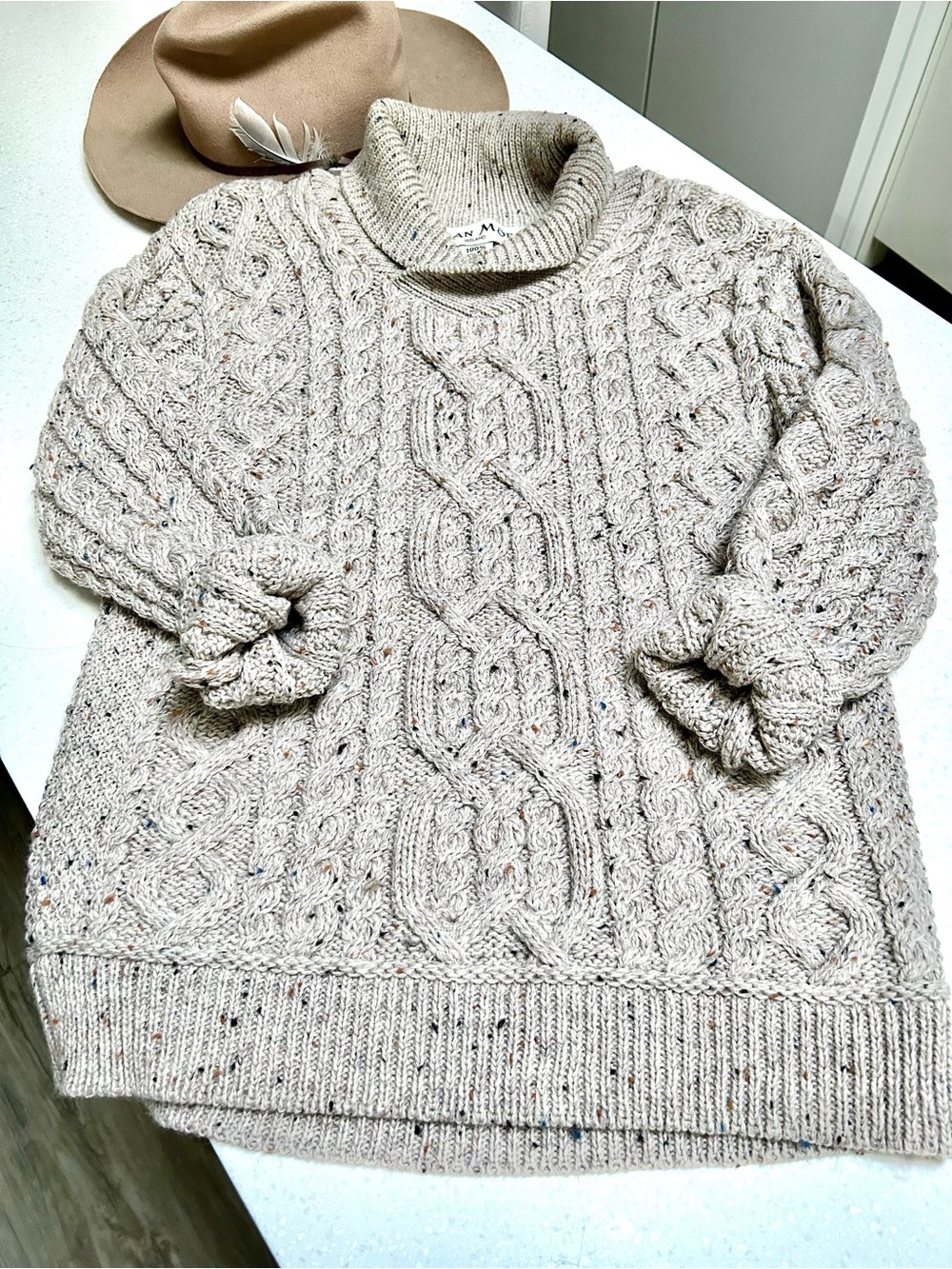 IRISH fishermen wool boho cable knit sweater w cottagecore cabin country vibe
